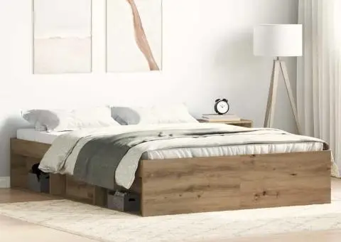 Cadru pat fără saltea Stejar Artisan 135x190cm Lemn prelucrat - 1/5