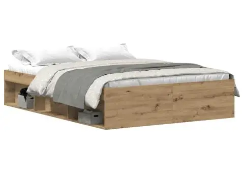 Cadru pat fără saltea Stejar Artisan 135x190cm Lemn prelucrat - 2/5