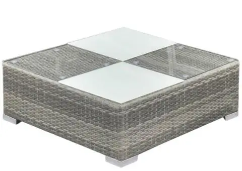 Set mobilier de grădină cu perne, 6 piese, gri, poliratan - 4/5