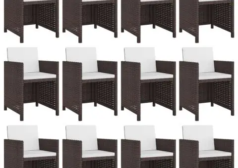 Set mobilier de exterior cu perne, 13 piese, maro, poliratan - 2/5