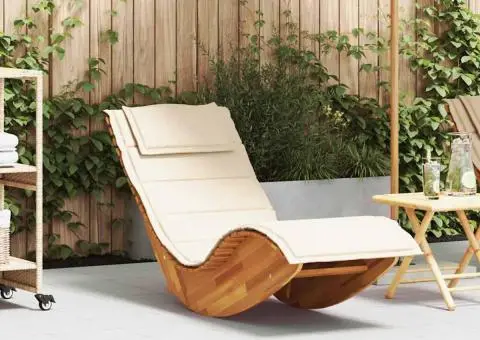 Șezlong balansoar cu pernă, lemn masiv de acacia - 1/5