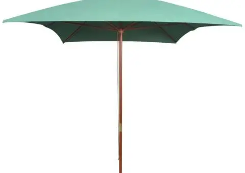 Umbrelă de soare cu stâlp din lemn, verde, 200x300 cm - 1/5