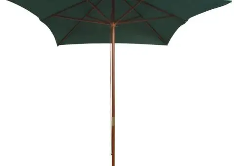 Umbrelă de soare cu stâlp din lemn, verde, 200x300 cm - 2/5