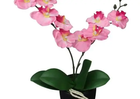 Plantă artificială orhidee cu ghiveci, 30 cm, roz