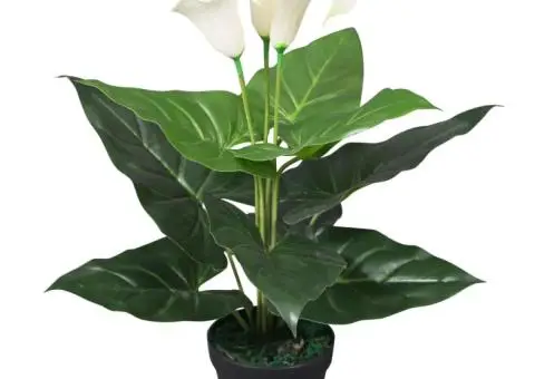 Floare de cală crin artificială cu ghiveci, 45 cm, alb