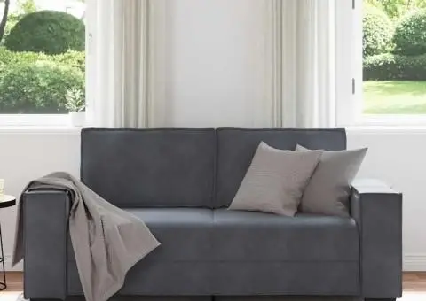 Canapea cu 2 locuri, gri închis, 140 cm, catifea - 3/5