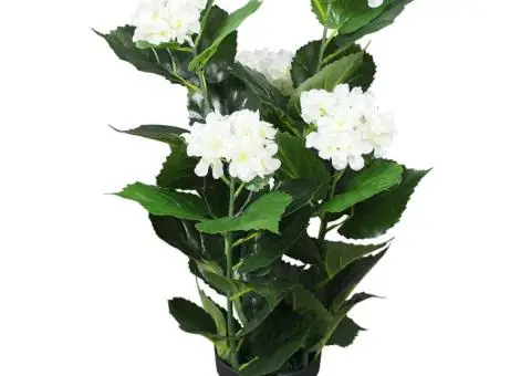 Plantă artificială Hydrangea cu ghiveci, 60 cm, alb - 1/3