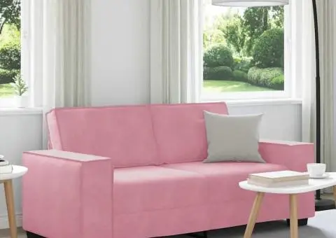 Canapea cu 2 locuri, roz, 140 cm, catifea - 1/5