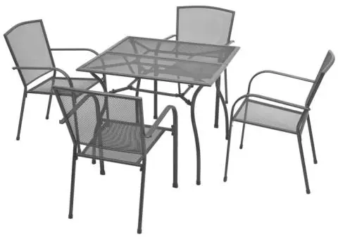 Set mobilier de exterior, 5 piese, antracit, oțel - 1/5