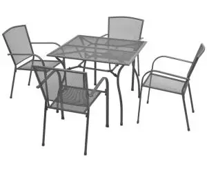 vidaXL Set mobilier de exterior, 5 piese, antracit, oțel