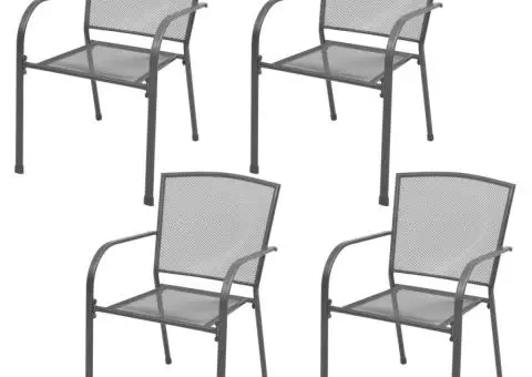 Set mobilier de exterior, 5 piese, antracit, oțel - 3/5