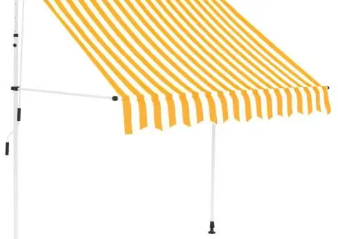 Copertină retractabilă manual, portocaliu & alb, 150 cm, dungi - 1/5