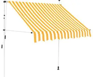 vidaXL Copertină retractabilă manual, portocaliu & alb, 150 cm, dungi