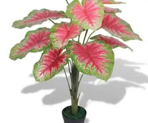 vidaXL Plantă artificială Caladium cu ghiveci, 85 cm, verde și roșu
