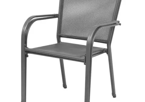 Scaune de grădină stivuibile, 2 buc., gri, oțel - 3/5