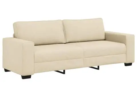 Set de canapele cu perne, 2 piese, crem, textil - 5/5