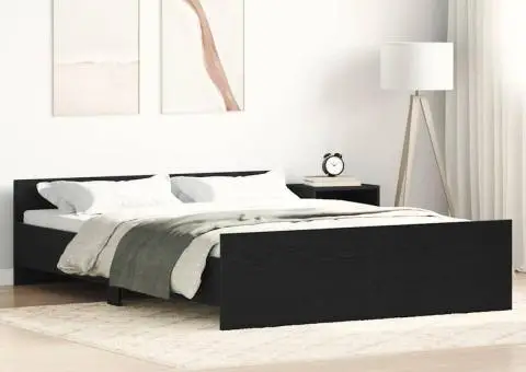 Cadru pat fără saltea, stejar negru, 120x190 cm, lemn prelucrat - 1/5