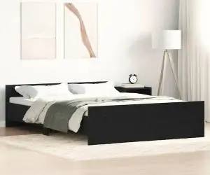 vidaXL Cadru pat fără saltea, stejar negru, 120x190 cm, lemn prelucrat