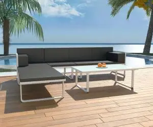 vidaXL Set mobilier de grădină cu perne, 4 piese, negru, aluminiu