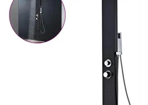 Sistem panel de duș din aluminiu, negru mat - 1/5