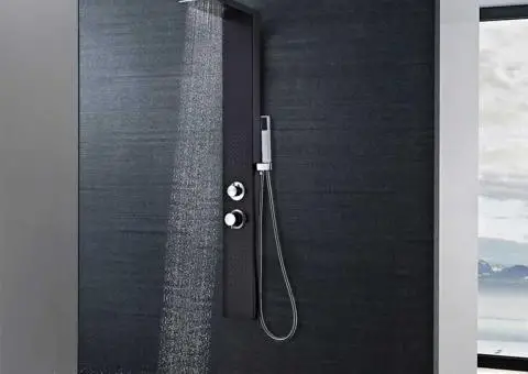 Sistem panel de duș din aluminiu, negru mat - 2/5