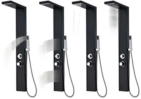 Sistem panel de duș din aluminiu, negru mat - 3/5