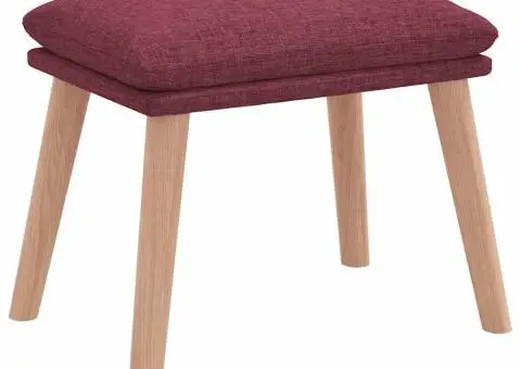 Scaun de relaxare cu taburet, roșu vin, textil - 4/5