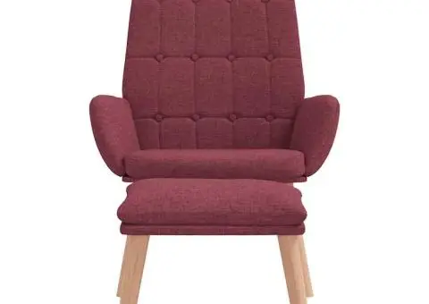 Scaun de relaxare cu taburet, roșu vin, textil - 5/5