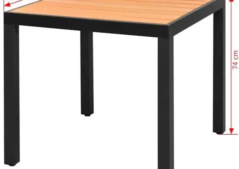 Masă de grădină, maro, 80 x 80 x 74 cm, aluminiu și WPC - 3/3