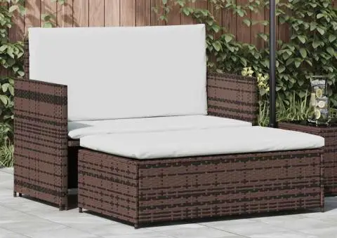 Canapea de grădină, maro, poliratan - 1/5
