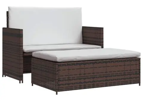 Canapea de grădină, maro, poliratan - 2/5