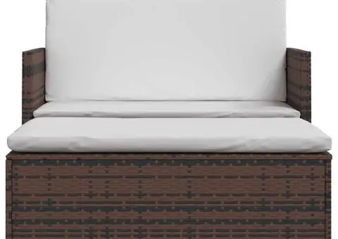 Canapea de grădină, maro, poliratan - 3/5