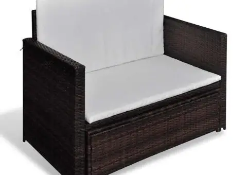 Canapea de grădină, maro, poliratan - 4/5