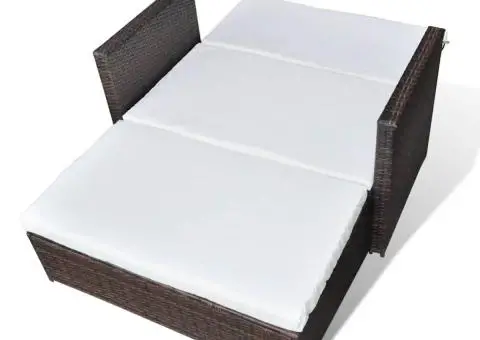 Canapea de grădină, maro, poliratan - 5/5