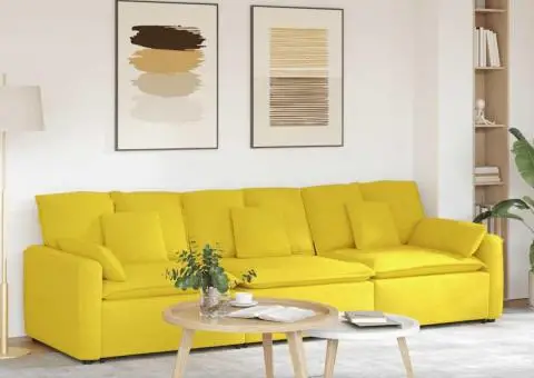 Canapea modulară cu perne, galben deschis - 1/5