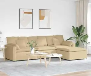 vidaXL Canapea modulară cu taburet și perne, gri-verzui
