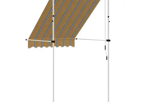 Copertină retractabilă manual, dungi galben și albastru, 150 cm - 5/5