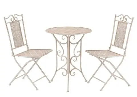 Set mobilier de bistro, 3 piese, alb, oțel - 1/5