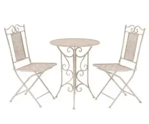 vidaXL Set mobilier de bistro, 3 piese, alb, oțel