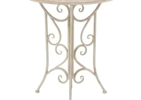 Set mobilier de bistro, 3 piese, alb, oțel - 2/5