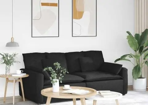 Canapea modulară cu perne, negru - 1/5
