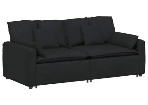 Canapea modulară cu perne, negru - 2/5