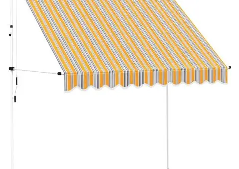 Copertină retractabilă manual, dungi galben și albastru, 250 cm - 2/5