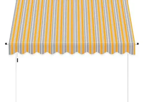 Copertină retractabilă manual, dungi galben și albastru, 250 cm - 3/5