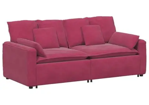 Canapea modulară cu perne, roșu vin - 2/5