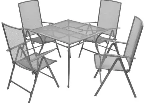 Set mobilier exterior cu scaune pliante, 5 piese antracit, oțel - 1/5