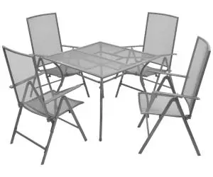 vidaXL Set mobilier exterior cu scaune pliante, 5 piese antracit, oțel