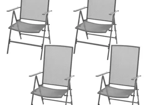 Set mobilier exterior cu scaune pliante, 5 piese antracit, oțel - 3/5