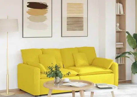 Canapea modulară cu perne, galben deschis - 1/5