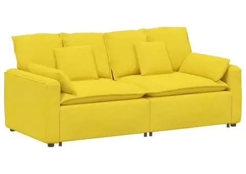 Canapea modulară cu perne, galben deschis - 2/5